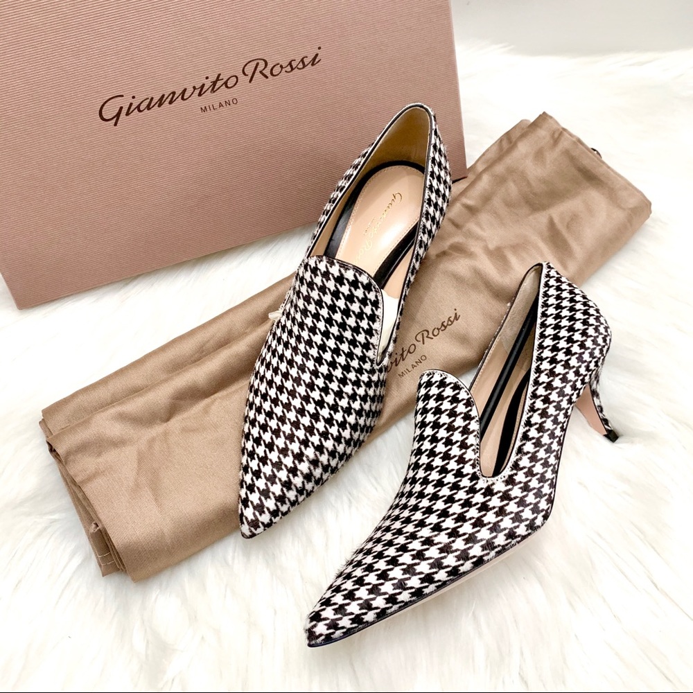 Gianvito Rossi Houndstooth Kitten-Heel Pumps